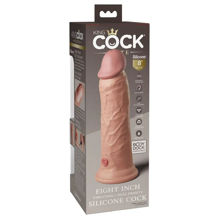 ShhhWndsr Dildos King Cock Elite 8 Vibrating Dual Density Dildo Flesh