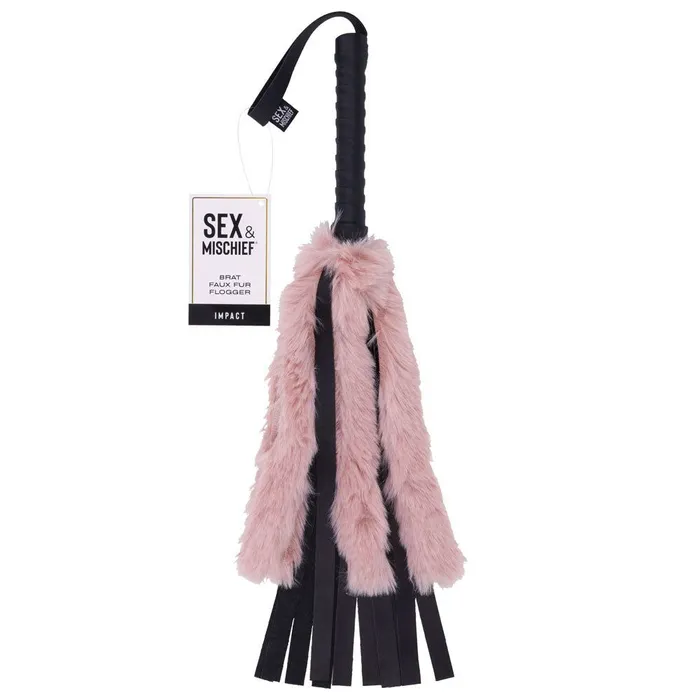 ShhhWndsr Faux Fur Flogger Black with Pink Vibrators