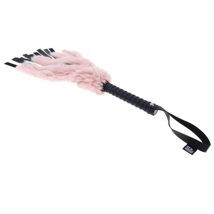 ShhhWndsr Faux Fur Flogger Black with Pink Vibrators
