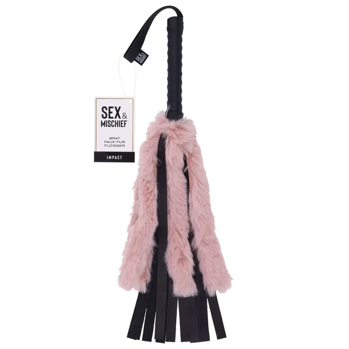 ShhhWndsr Faux Fur Flogger Black with Pink Vibrators