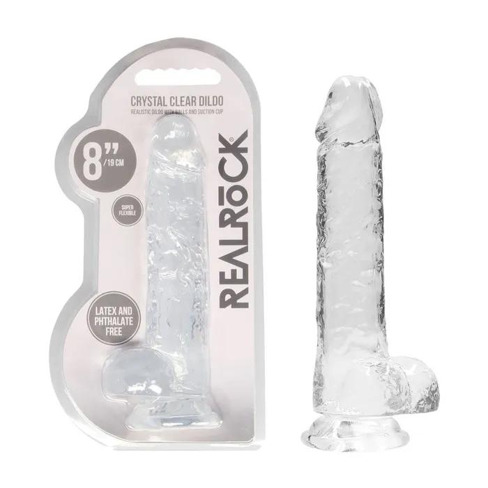 ShhhWndsr Female Sex Toys RealRock Realistic Dildo With Balls 20cm Clear ShhhWndsr Female Sex Toys RealRock Realistic Dildo With Balls 20cm Clear