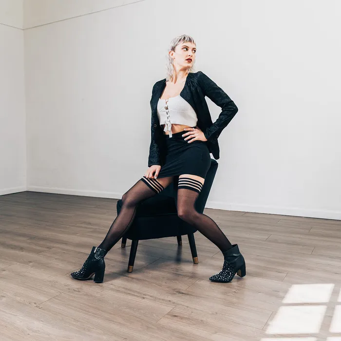 ShhhWndsr Male Sex Toys Kixies Lois with Back Seam Thigh Highs Size A