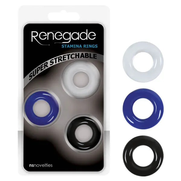 ShhhWndsr Male Sex Toys Renegade Stamina Coloured Cock Rings Set of 3