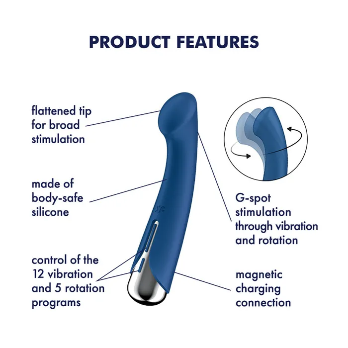 ShhhWndsr Vibrators Satisfyer Spinning GSpot 1 Rotating Shaft Vibrator Blue