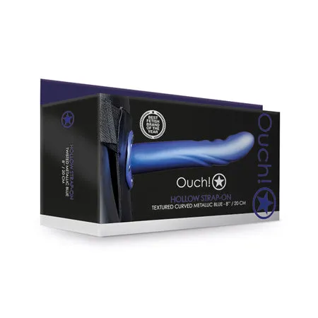 Shots Ouch 8 Textured Curved Hollow Strap On Metallic Blue Fairvillacom Female Sex Toys Shots Ouch 8 Textured Curved Hollow Strap On Metallic Blue Fairvillacom Female Sex Toys