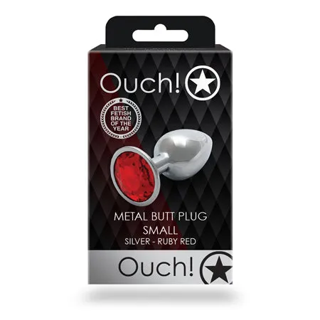 Shots Ouch Round Gem Butt Plug Small SilverRuby Red Fairvillacom Anal