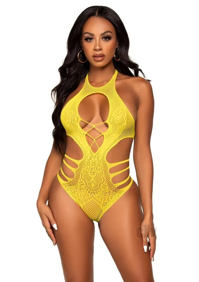 Teddies And Bodies Fairvillacom Seamless Lace Strappy Bodysuit Os Ylw