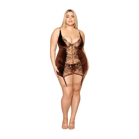 Vibrators Fairvillacom Dreamgirl Garter Slip and Gstring Espresso 3XL