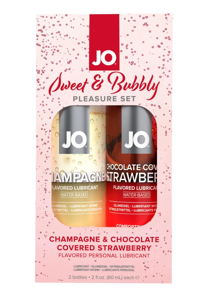 Vibrators Fairvillacom JO SWEET BUBBLY PLEASURE SET CHAMPAGNECHOCOLATE STRAWBERRY