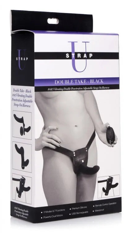 XR Brands Female Sex Toys STRAP U DOUBLE TAKE DOUBLE PENETRATION STRAP ON BLACK XR Brands Female Sex Toys STRAP U DOUBLE TAKE DOUBLE PENETRATION STRAP ON BLACK