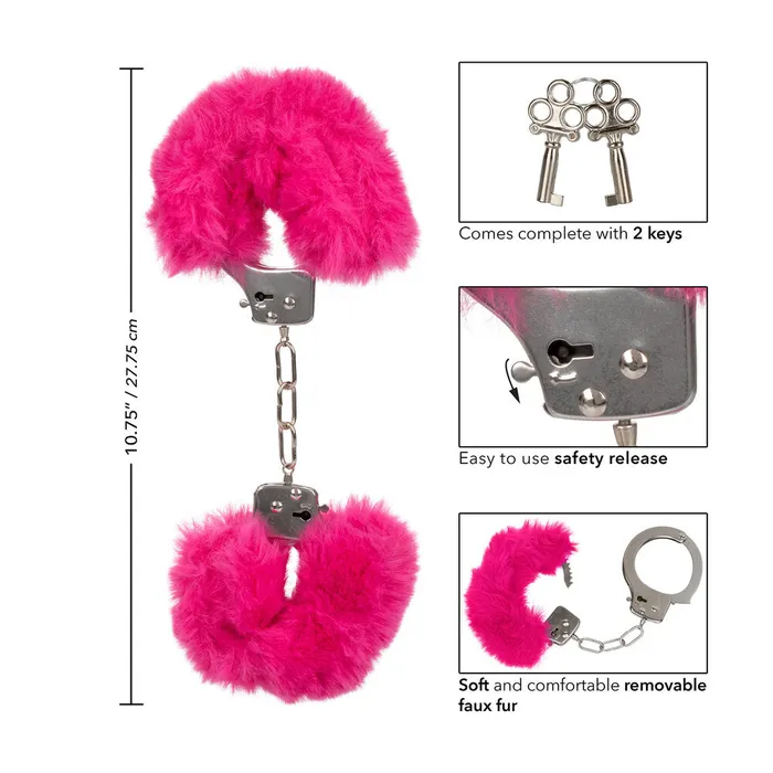 California Exotic Vibrators Ultra Fluffy Furry Cuffs Pink