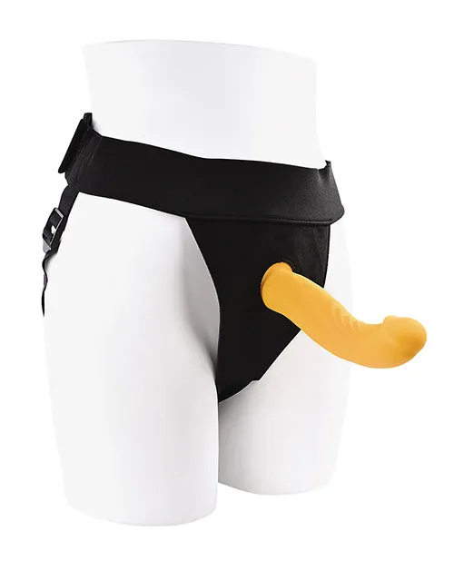 Evolved Female Sex Toys Gender X Yellow Sweet Embrace Dual Motor Strap On Vibe wHarness