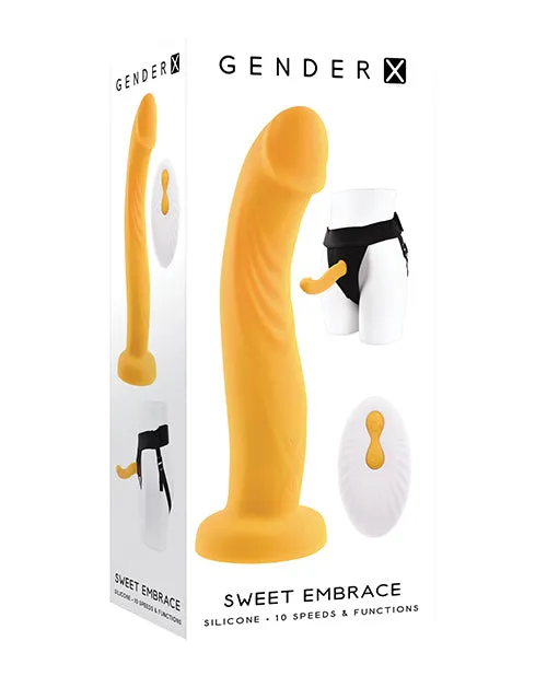 Evolved Female Sex Toys Gender X Yellow Sweet Embrace Dual Motor Strap On Vibe wHarness