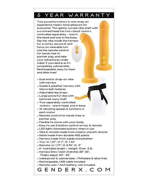Evolved Female Sex Toys Gender X Yellow Sweet Embrace Dual Motor Strap On Vibe wHarness