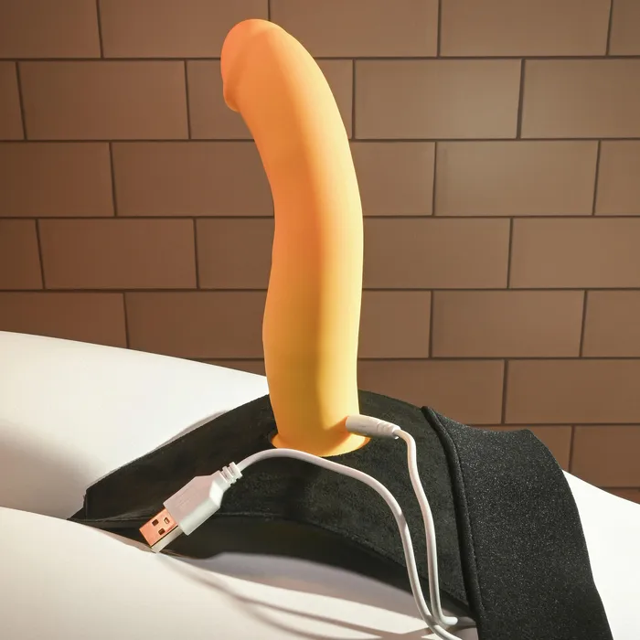 Evolved Female Sex Toys Gender X Yellow Sweet Embrace Dual Motor Strap On Vibe wHarness