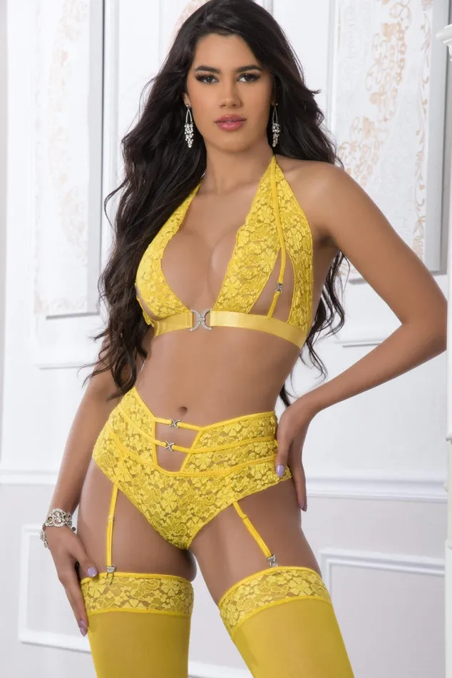 G World Venetian Bra Panty Set w Rhinestone Detail Female Sex Toys
