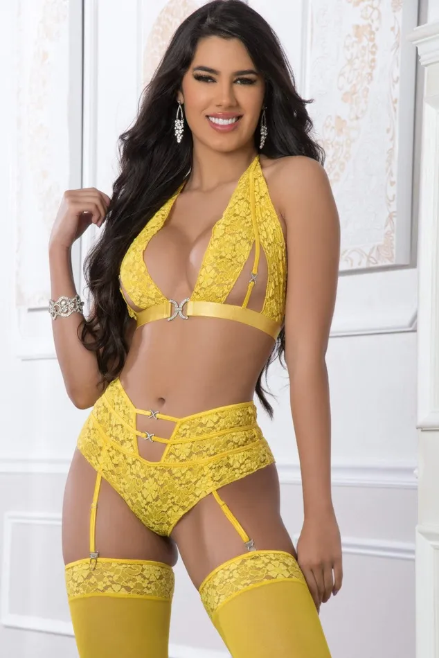 G World Venetian Bra Panty Set w Rhinestone Detail Female Sex Toys