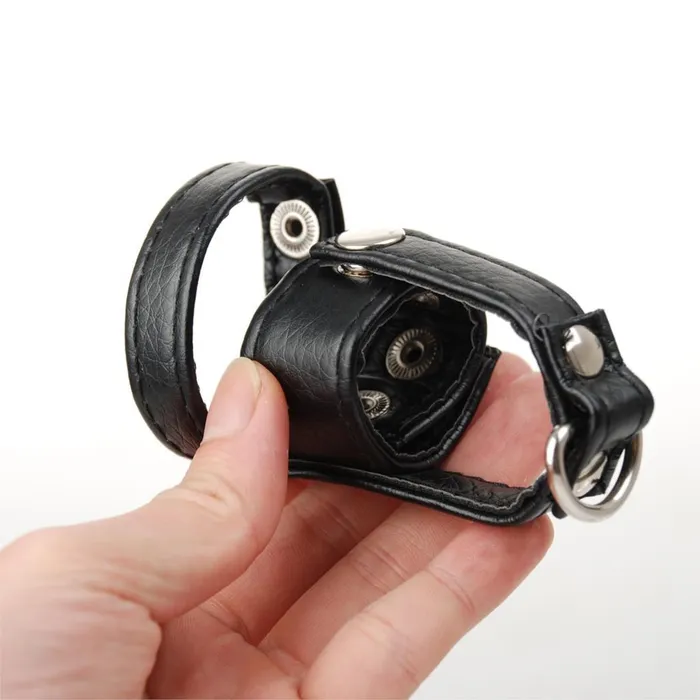 Kinkstasy Male Sex Toys Leather Cockring Scrotum Bound CBT Ball Stretcher