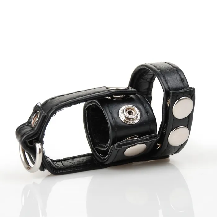 Kinkstasy Male Sex Toys Leather Cockring Scrotum Bound CBT Ball Stretcher
