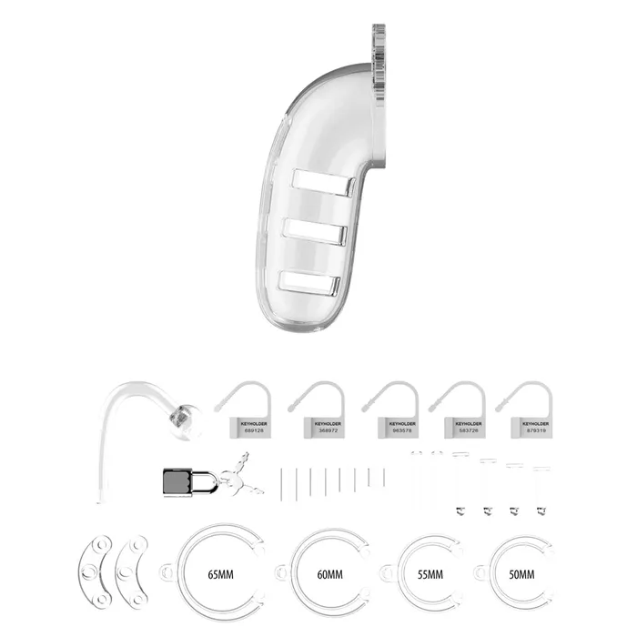Male Sex Toys Shots Toys Man Cage 12 Male 55 Inch Clear Chastity Cage With Anal Plug