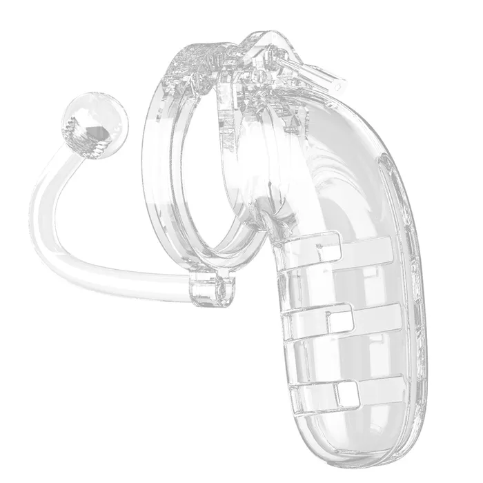 Male Sex Toys Shots Toys Man Cage 12 Male 55 Inch Clear Chastity Cage With Anal Plug