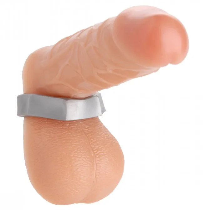 Master Series Male Sex Toys Silver Hex Heavy Duty Cock Ring and Ball Stretcher Master Series Male Sex Toys Silver Hex Heavy Duty Cock Ring and Ball Stretcher