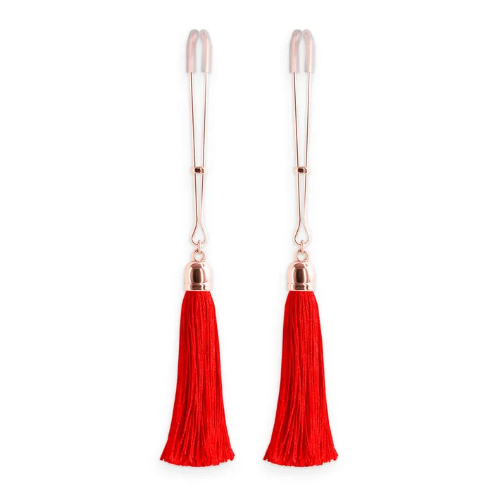 NS Novelties Vibrators Bound Nipple Clamps Red Tassel
