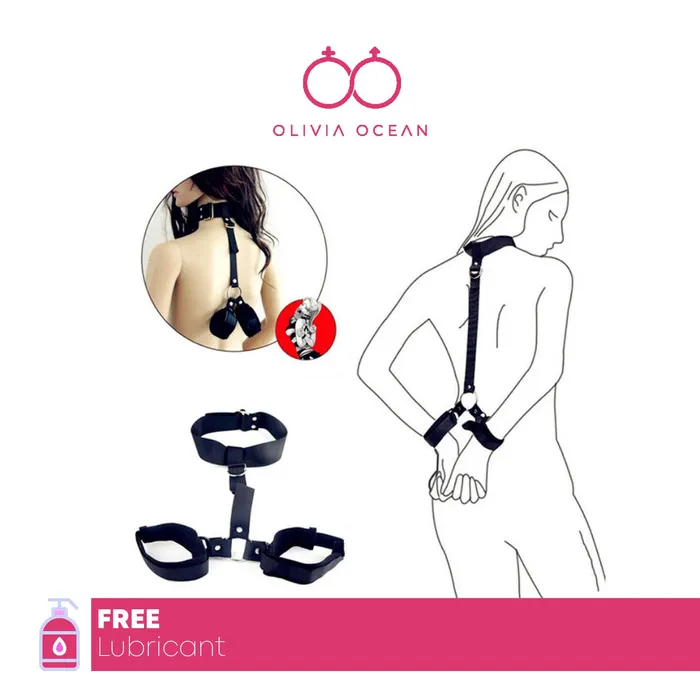 Olivia Ocean Couples Slave Neck Hand Wrist Cuffs Collar Mouth Ball Gag Restraint Belt