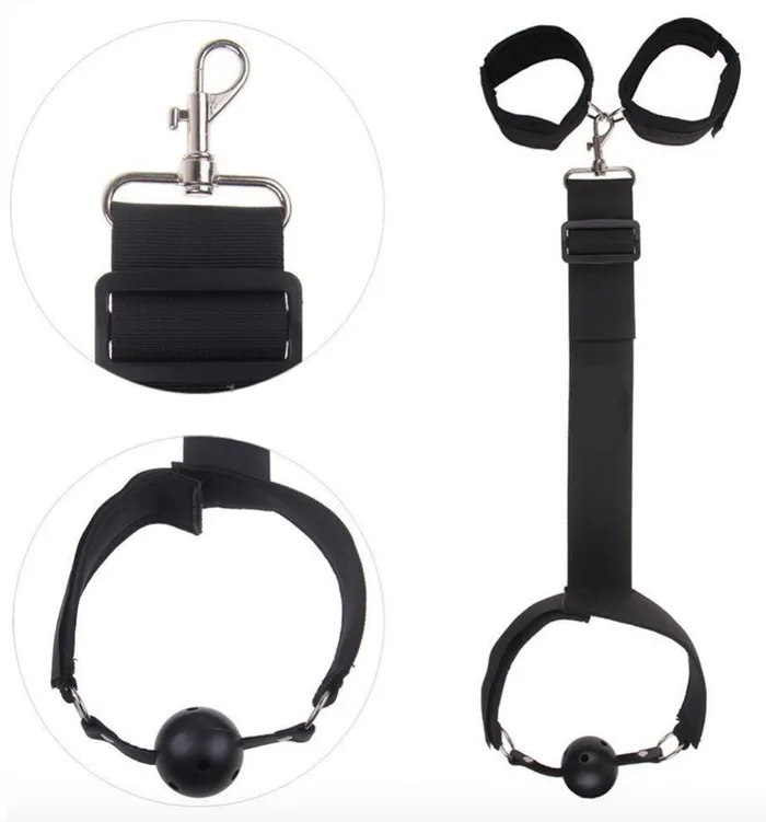 Olivia Ocean Couples Slave Neck Hand Wrist Cuffs Collar Mouth Ball Gag Restraint Belt