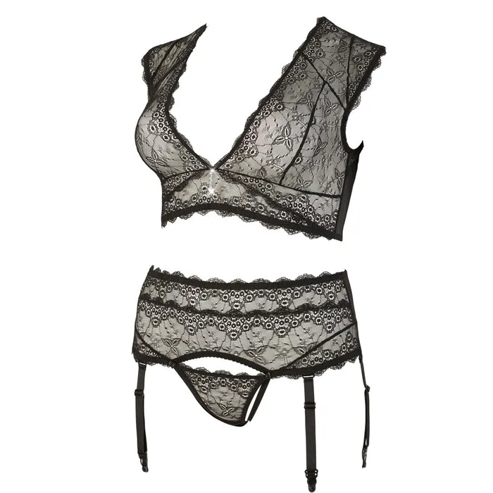 Plus Size Cottelli Collection Cottelli Plus Size Bralette and String Set Black Plus Size Cottelli Collection Cottelli Plus Size Bralette and String Set Black