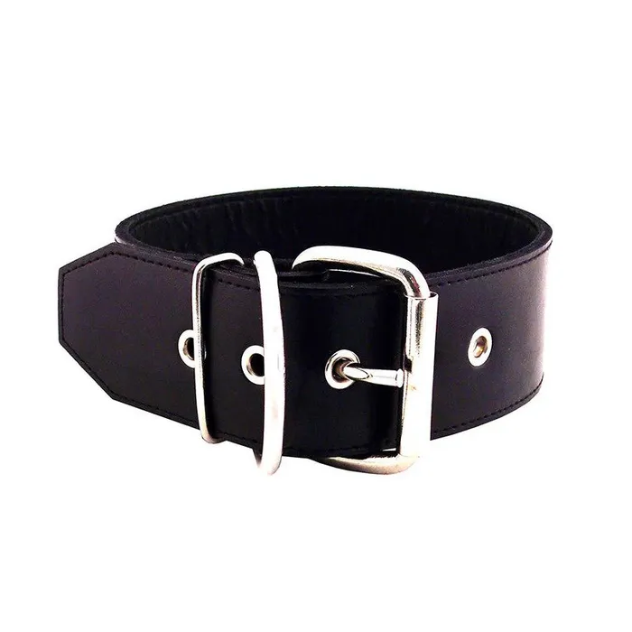 Rouge Garments Restraints Rouge Garments 50mm Plain Black Leather Collar