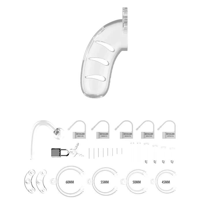 Shots Toys Man Cage 11 Male 45 Inch Clear Chastity Cage With Anal Plug Male Sex Toys