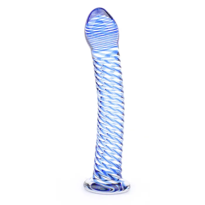 Various Toy Brands Dildos Glass Dildo With Blue Spiral Design