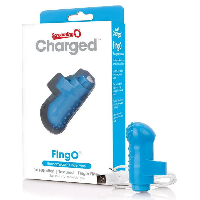 Vibrators Screaming O Charged FingO Mini Vibe Blue Olivia Ocean